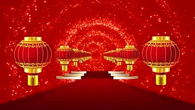 高清灯笼红地毯喜庆节日舞台背景视频的预览图